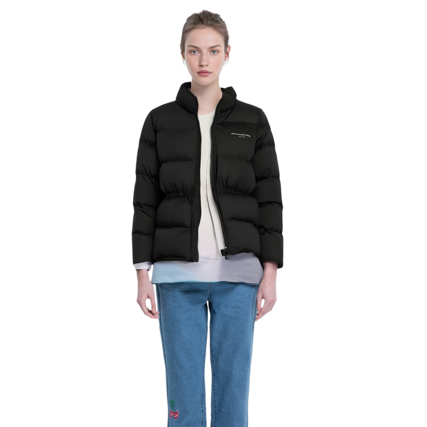 (Women) Alexander Wang  Black Solid Color Down Jacket with Stand Collar & Zip Waist. 1WC4233235-001 圖 6