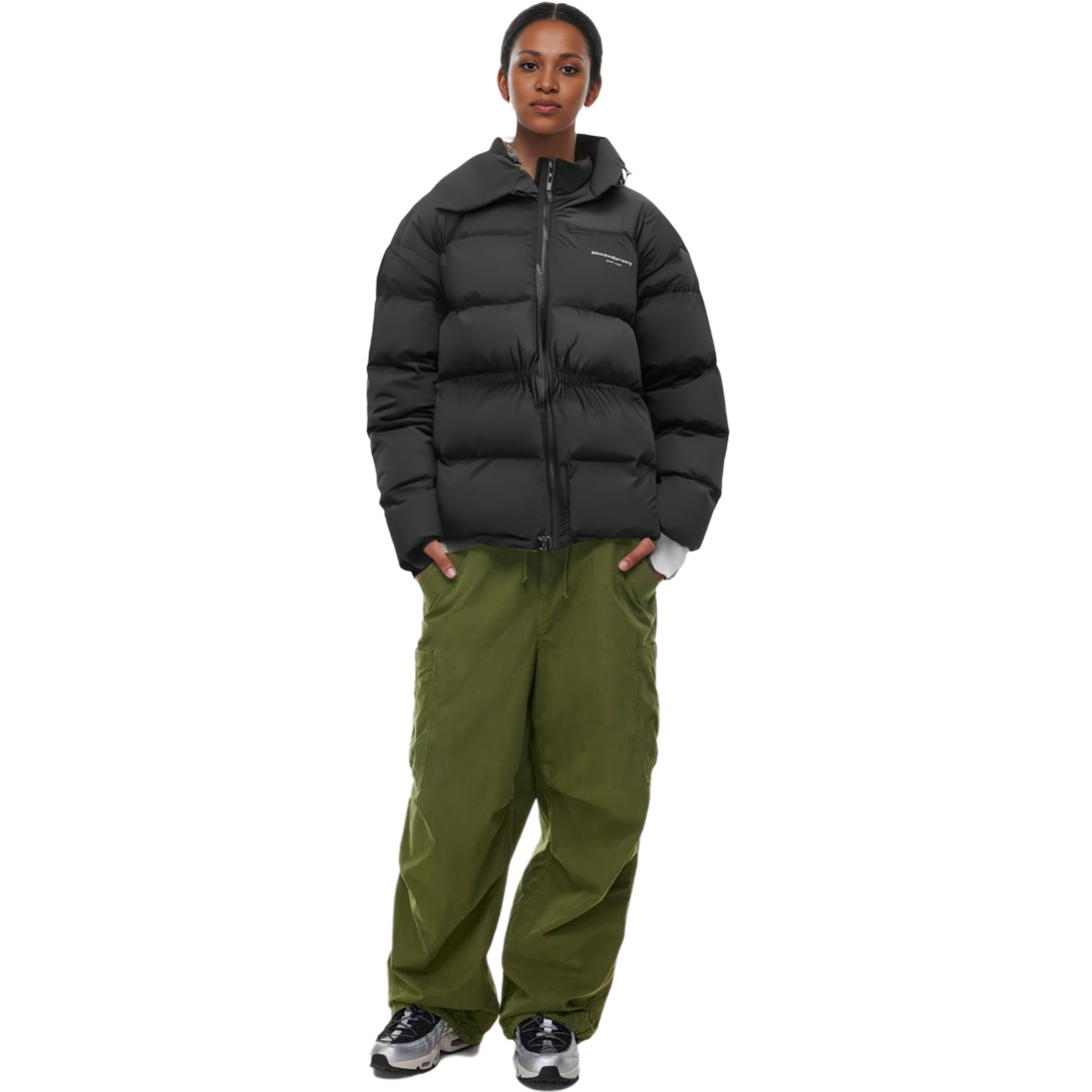 (Women) Alexander Wang  Black Solid Color Down Jacket with Stand Collar & Zip Waist. 1WC4233235-001 圖 8