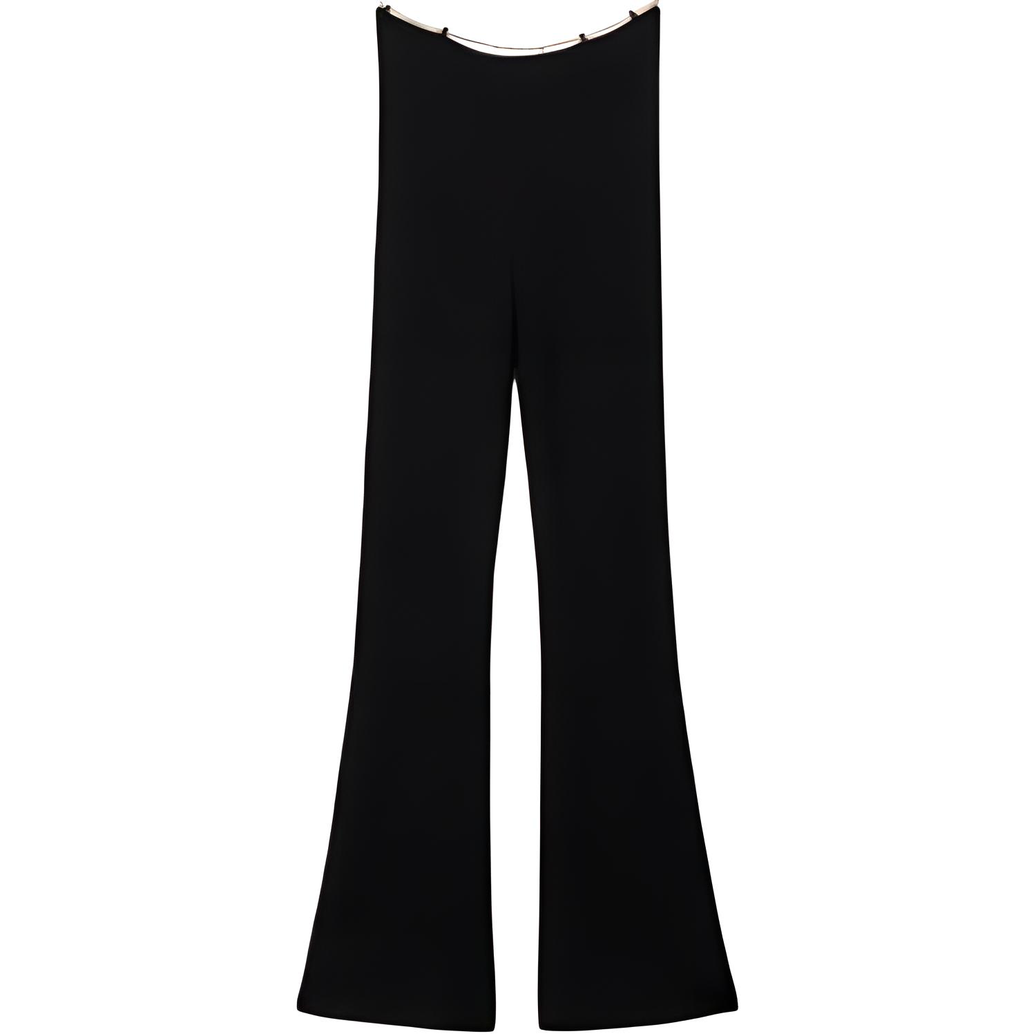 (Women) Alexander Wang  Black Solid Flared Elastic Casual Pants 1KC1244034-001