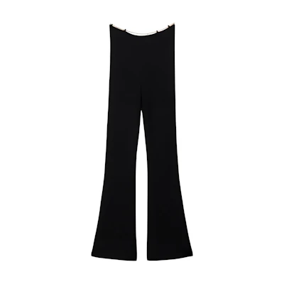 (Women) Alexander Wang Black Solid Flared Elastic Casual Pants 1KC1244034-001