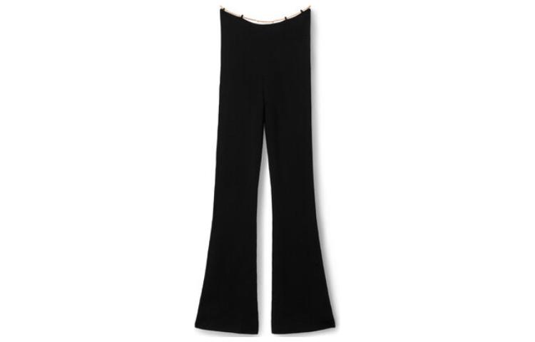 Order (W) 알렉산더 왕 블랙 솔리드 플레어드 엘라스틱 캐주얼 팬츠 1KC1244034-001