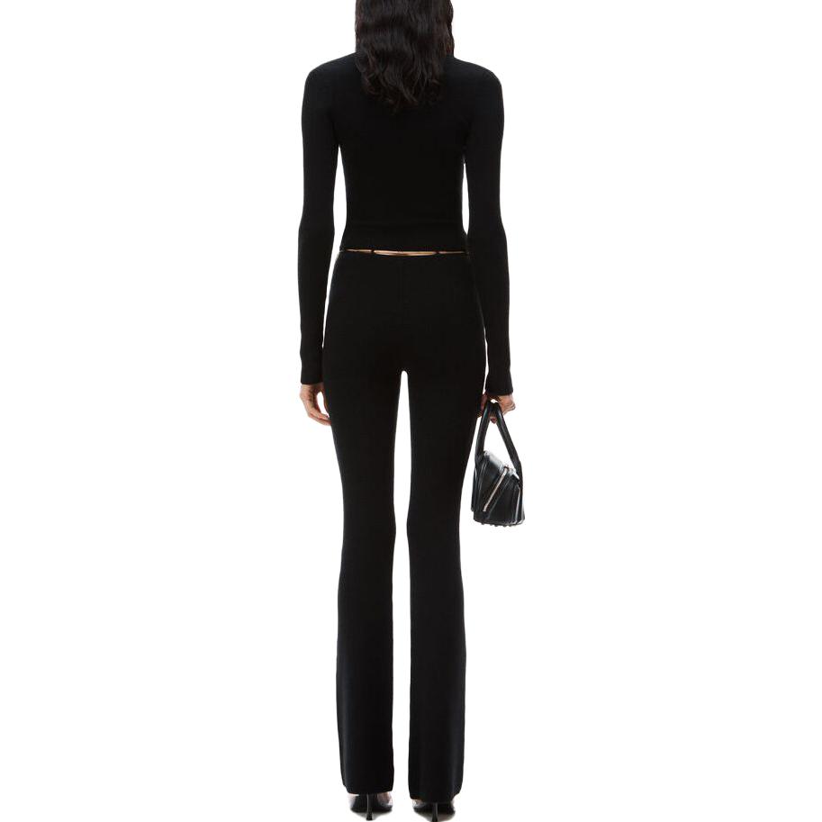 Shop (W) 알렉산더 왕 블랙 솔리드 플레어드 엘라스틱 캐주얼 팬츠 1KC1244034-001