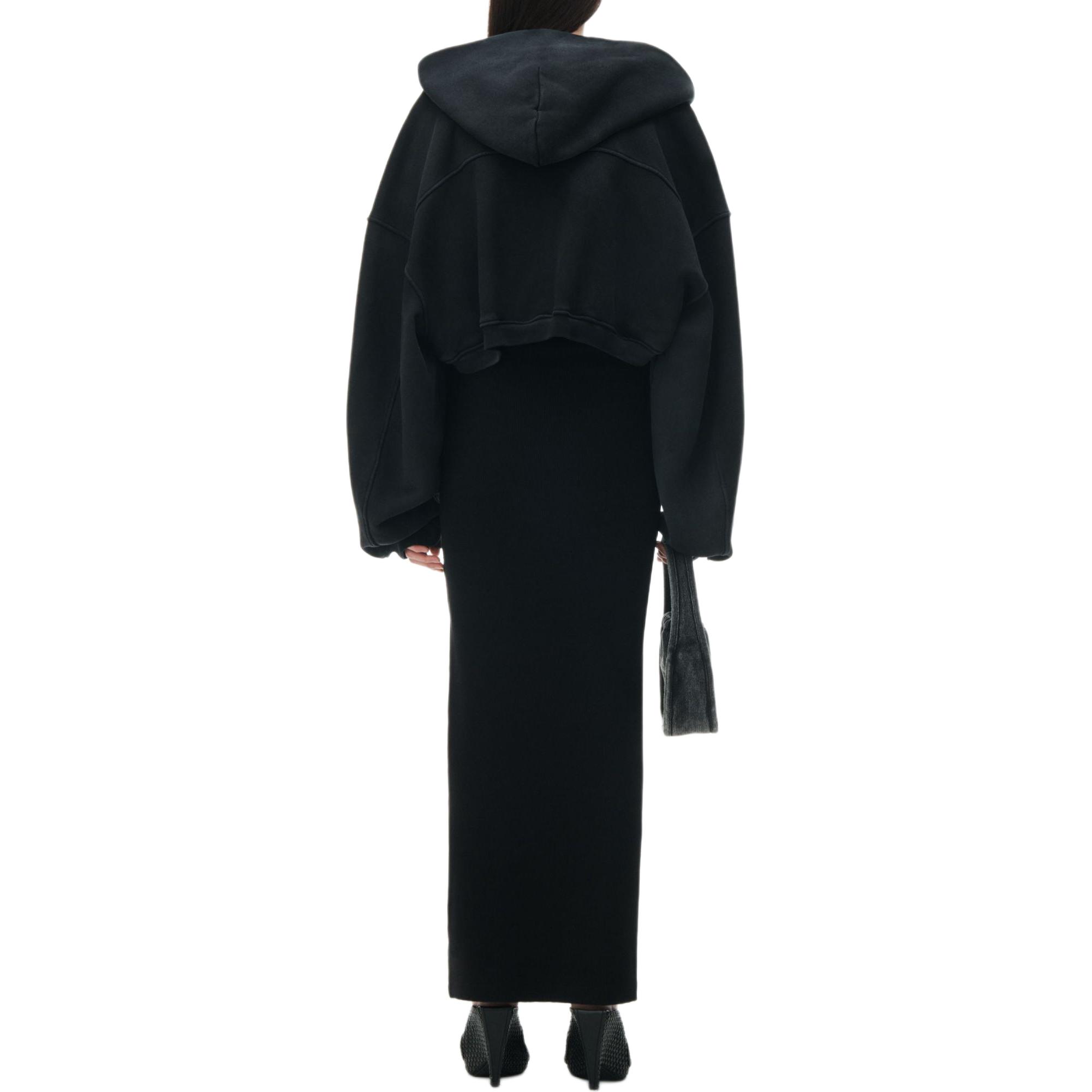 Purchase (W) アレキサンダー ワン ブラック テリー クロス クロップド ジップアップ フーディー 4CC2241495021A