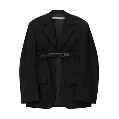 (Women) Alexander Wang Black Tie-Waist Long-Sleeve Blazer SS24 Casual Style. 1WC1242513-001