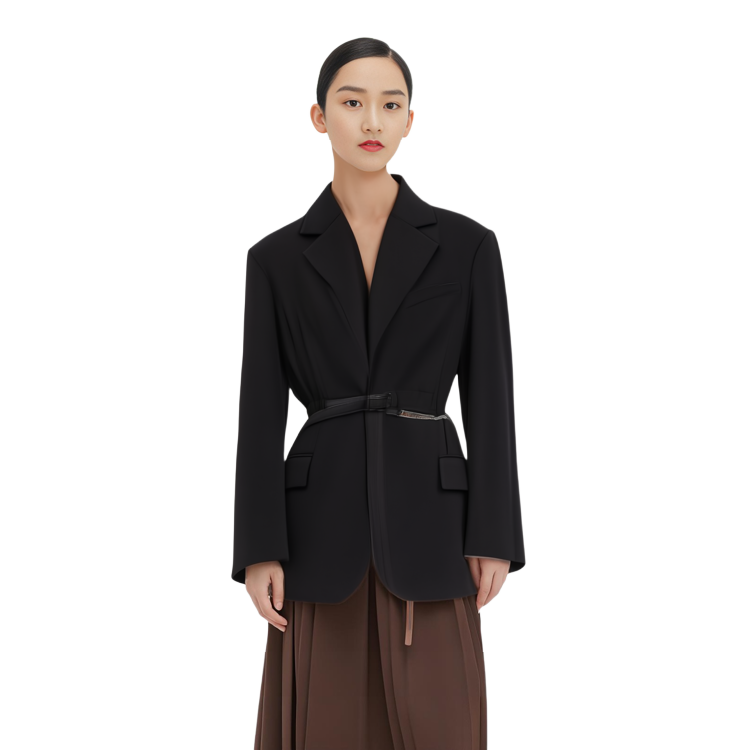 Purchase (W) 亞歷山大王 黑色綁帶腰長袖西裝外套 SS24 休閒風格 1WC1242513-001