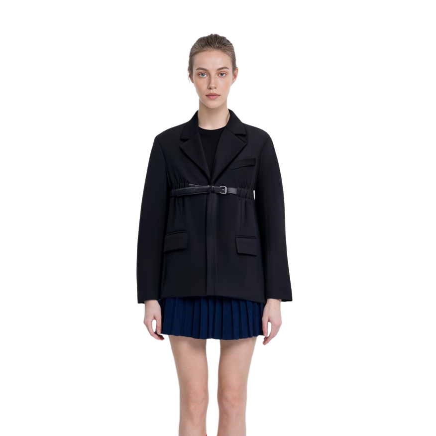 Details for (W) 亞歷山大王 黑色綁帶腰長袖西裝外套 SS24 休閒風格 1WC1242513-001