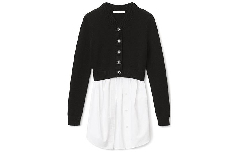 (Women) Alexander Wang  Black V-Neck Button Wool Knit Cardigan SS22. 4KC3223024-951