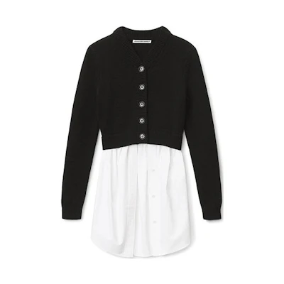 (Women) Alexander Wang Black V-Neck Button Wool Knit Cardigan SS22. 4KC3223024-951