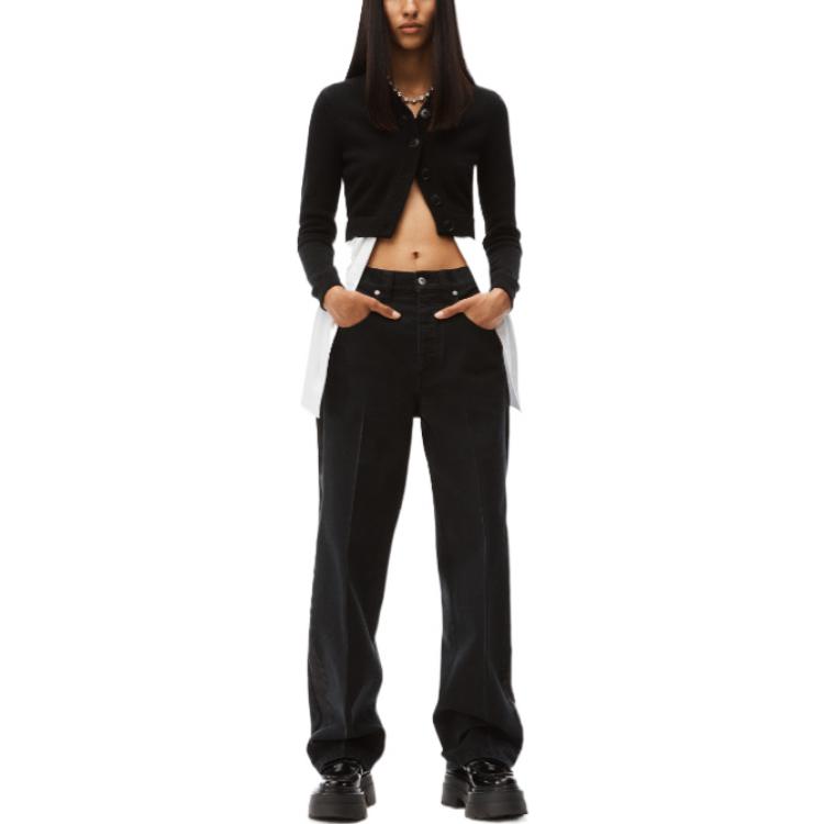 Lookbook (W) アレキサンダーワン ブラック Vネック ボタン ウール ニット カーディガン SS22 4KC3223024-951