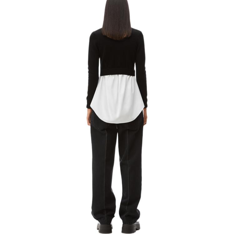 Shop (W) アレキサンダーワン ブラック Vネック ボタン ウール ニット カーディガン SS22 4KC3223024-951