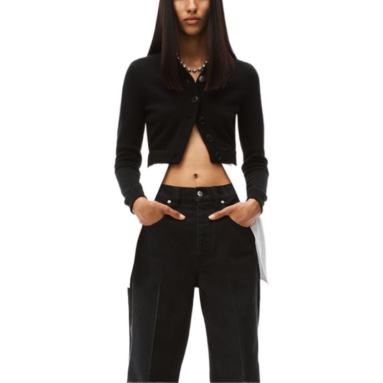 Purchase (W) アレキサンダーワン ブラック Vネック ボタン ウール ニット カーディガン SS22 4KC3223024-951