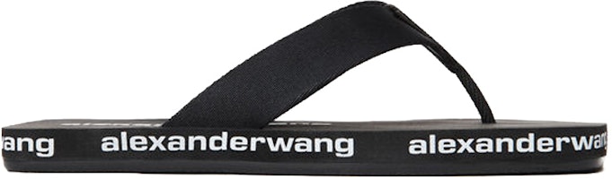Alexander Wang 布料 平底人字拖 时尚拖鞋 女款 黑色 Order Alexander Wang 布料 平底人字拖 时尚拖鞋 女款 黑色