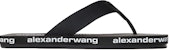 (W) Alexander Wang 'Selipar Rata Hitam Tenun Bergaya Thong' 30321S013001