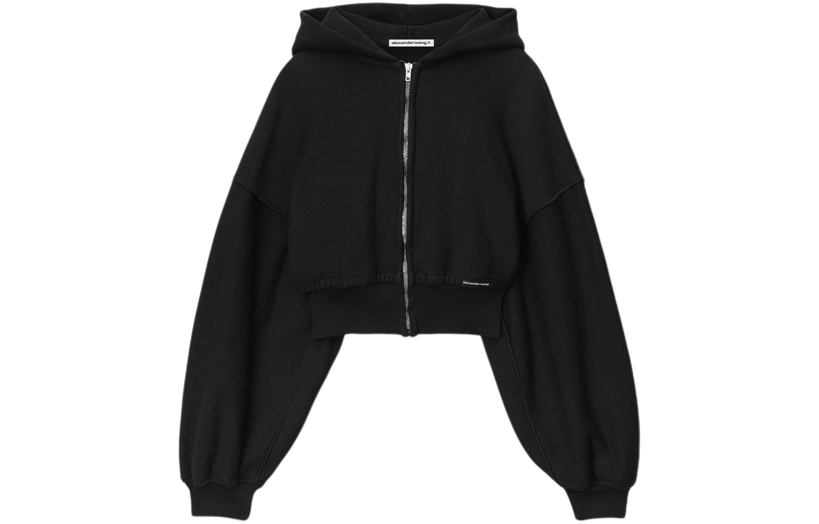 Order (Women) Alexander Wang  Black Zip-Up Cropped Hoodie Jacket. 4CC1242077-020A