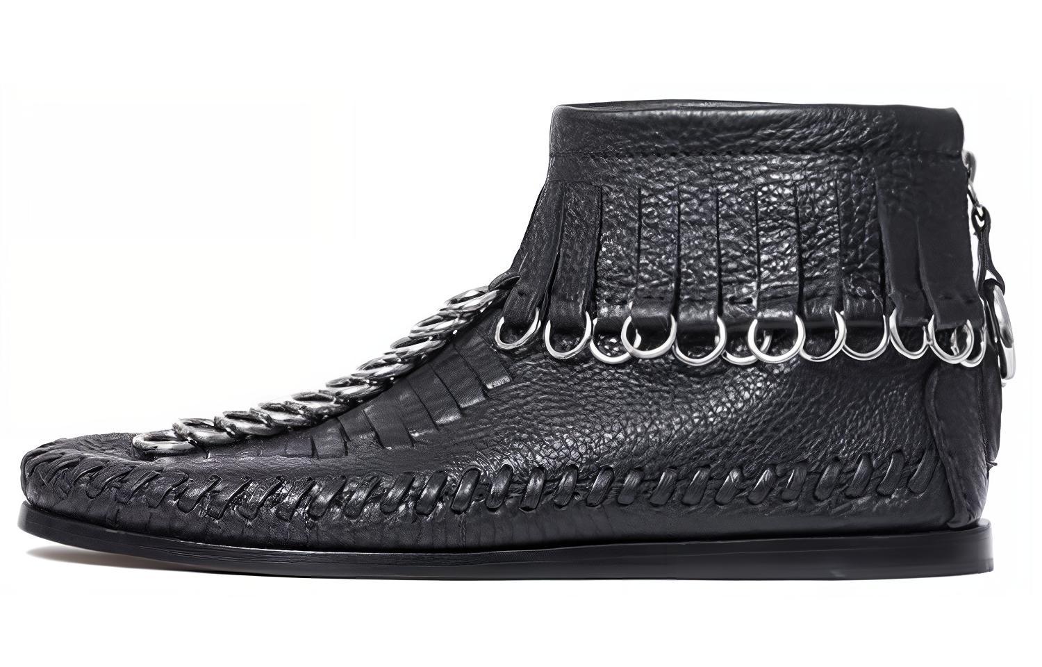 (W) Alexander Wang 'Black Zipper Flat Round-Toe Ankle Boots'