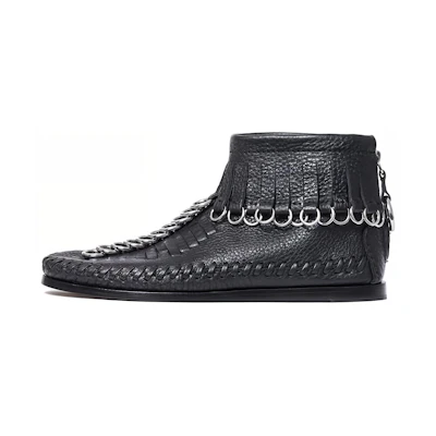 (W) Alexander Wang 'Black Zipper Flat Round-Toe Ankle Boots'