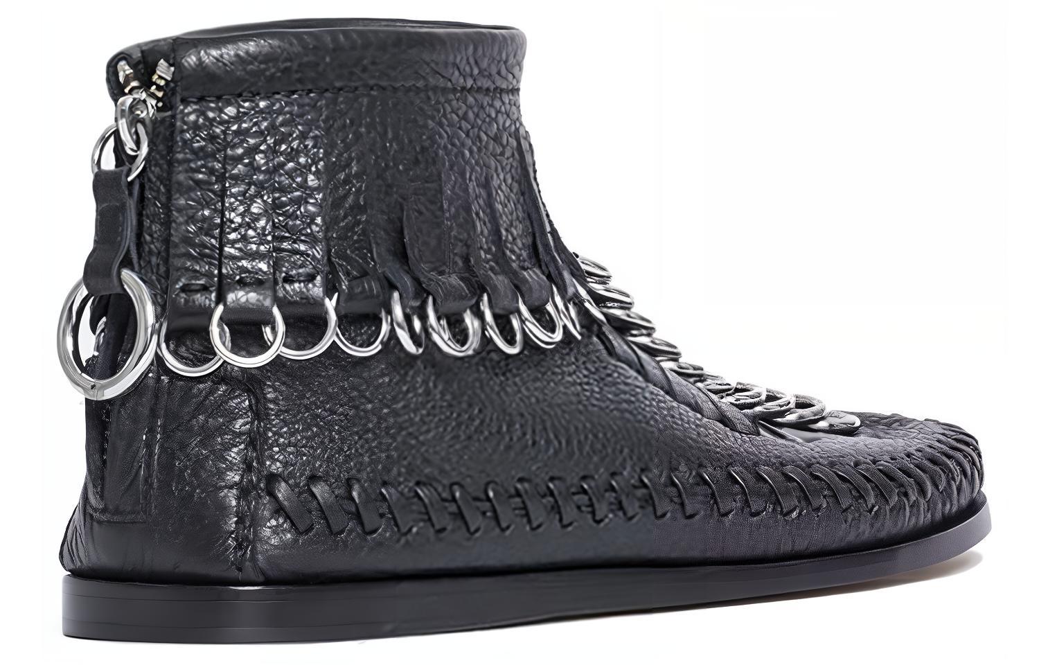 (W) Alexander Wang 'Black Zipper Flat Round-Toe Ankle Boots' 圖 3