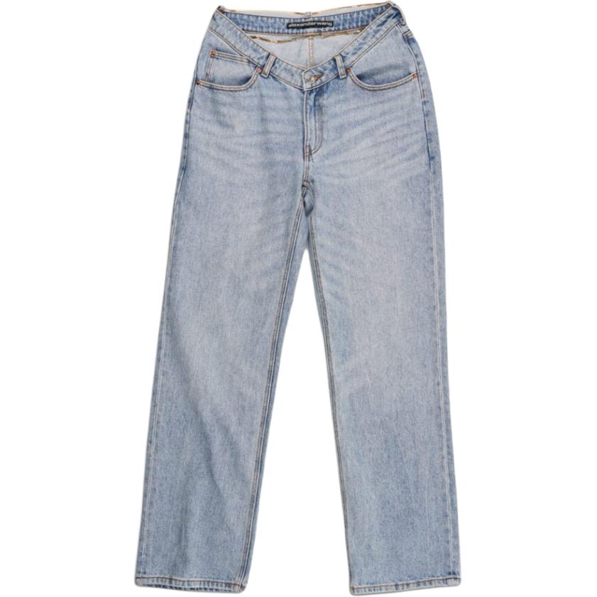(Women) Alexander Wang  Blue Cleanfit Loose Straight Zip Denim Jeans 4DC1244208-471A