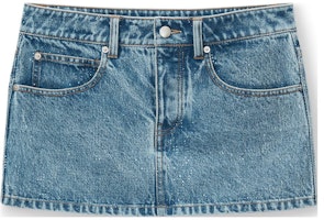 (Women) Alexander Wang Blue Mini Denim Skirt Minimalist with Rhinestone Details. 1WC2245275-486 (Women) Alexander Wang Blue Mini Denim Skirt Minimalist with Rhinestone Details. 1WC2245275-486