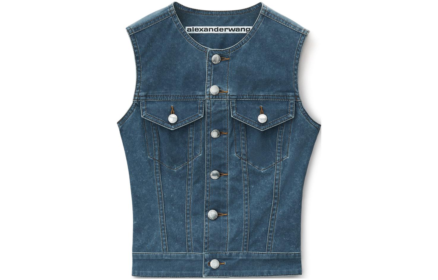 (Women) Alexander Wang  Blue Sleeveless Button-Up Vest 1CC22425414-06A
