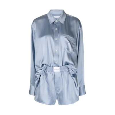 (Women) Alexander Wang Casual Logo Print Elastic Button Jumpsuit - Blue 4WC1247043-471