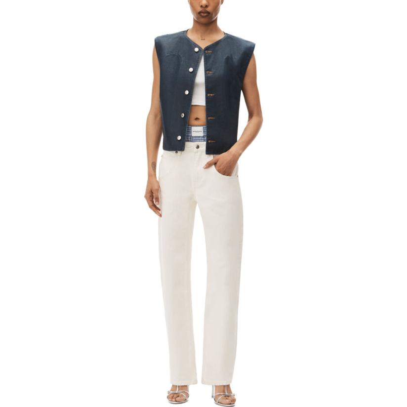 (Women) Alexander Wang  Cleanfit Layered Straight Denim Shorts White 4DC32346042-80A 圖 3