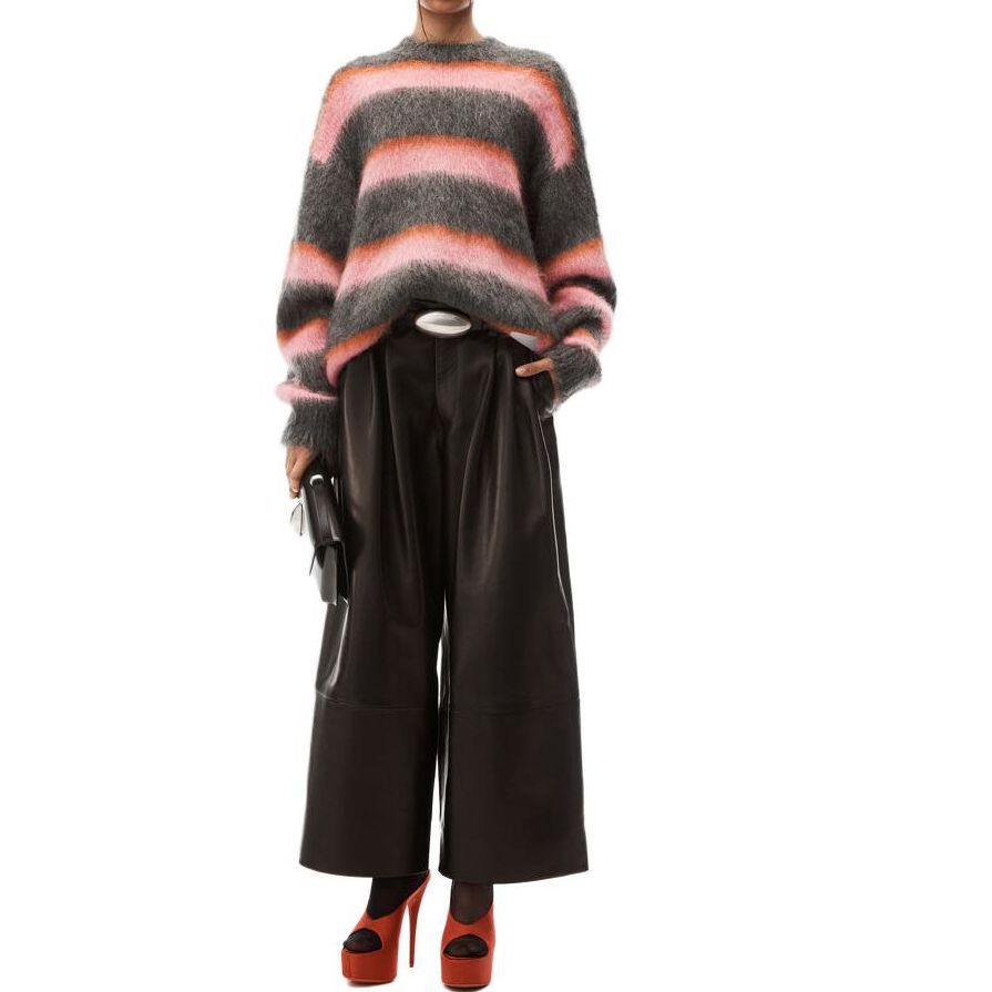 Lookbook (W) Alexander Wang Sweater Crewneck Garis Fuzzy Warna-Warni Multicolor. 1KC4231036-080