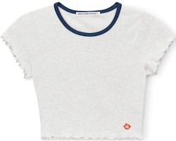 (Women) Alexander Wang Cropped Crew Neck Short Sleeve Shirt - Grey 4CC1241429-050 (Women) Alexander Wang Cropped Crew Neck Short Sleeve Shirt - Grey 4CC1241429-050