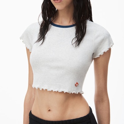 (W) 알렉산더 왕 크롭 크루넥 반팔 티셔츠 - 그레이 4CC1241429-050 Purchase (W) 알렉산더 왕 크롭 크루넥 반팔 티셔츠 - 그레이 4CC1241429-050