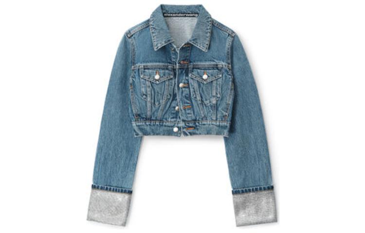 Order (Women) Alexander Wang  Cropped Denim Jacket Single-Breasted Long Sleeve 4DC3232156-473