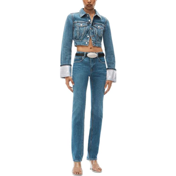 Lookbook (Women) Alexander Wang  Cropped Denim Jacket Single-Breasted Long Sleeve 4DC3232156-473