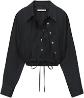 (Women) Alexander Wang Cropped Long-Sleeve Fitted Shirt in Black 4WC1241446-001 (Women) Alexander Wang Cropped Long-Sleeve Fitted Shirt in Black 4WC1241446-001