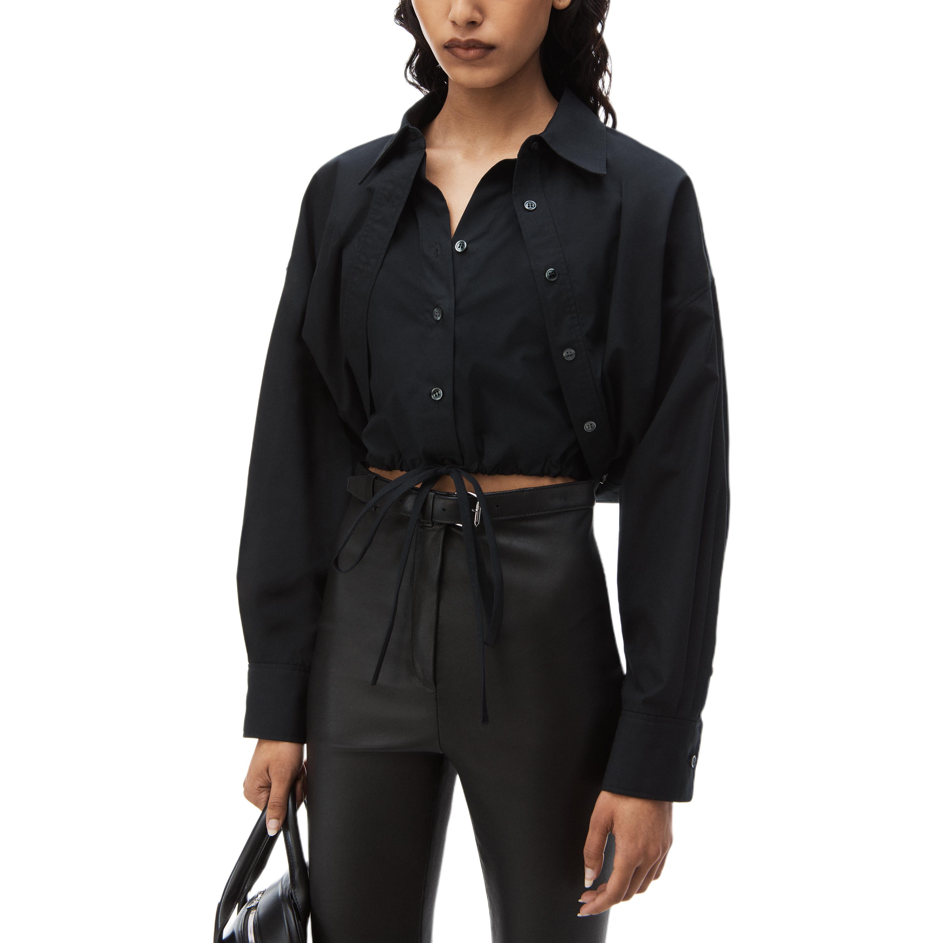 Shop (W) アレキサンダー ワン クロップド 長袖 フィット シャツ ブラック 4WC1241446-001