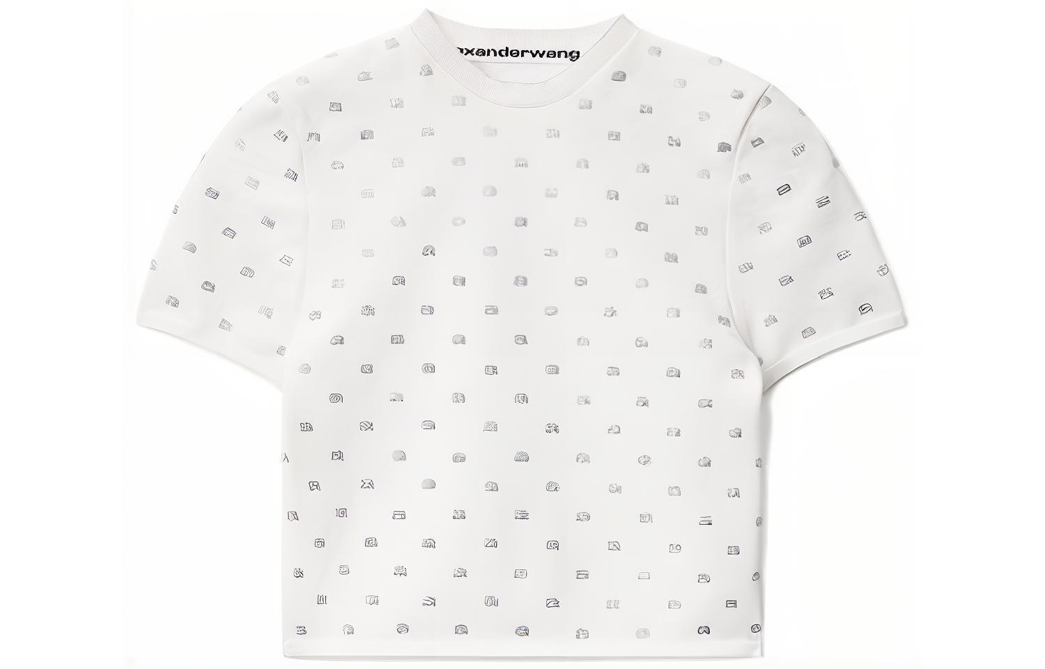 (Women) Alexander Wang  Crystal Logo Slim Fit T-Shirt White 1KC1231052-100