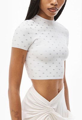 (W) 알렉산더왕 크리스탈 로고 슬림핏 티셔츠 화이트 1KC1231052-100 Shop (W) 알렉산더왕 크리스탈 로고 슬림핏 티셔츠 화이트 1KC1231052-100