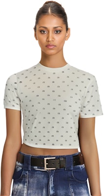 (W) 알렉산더왕 크리스탈 로고 슬림핏 티셔츠 화이트 1KC1231052-100 2