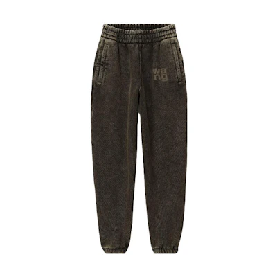 (Women) Alexander Wang Elastic Waist Logo Print Jogger Pants - Army Green. 4CC3234385-305