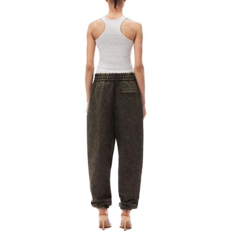 Shop (W) Alexander Wang Celana Jogger Sabuk Elastis Logo Print - Hijau Army. 4CC3234385-305