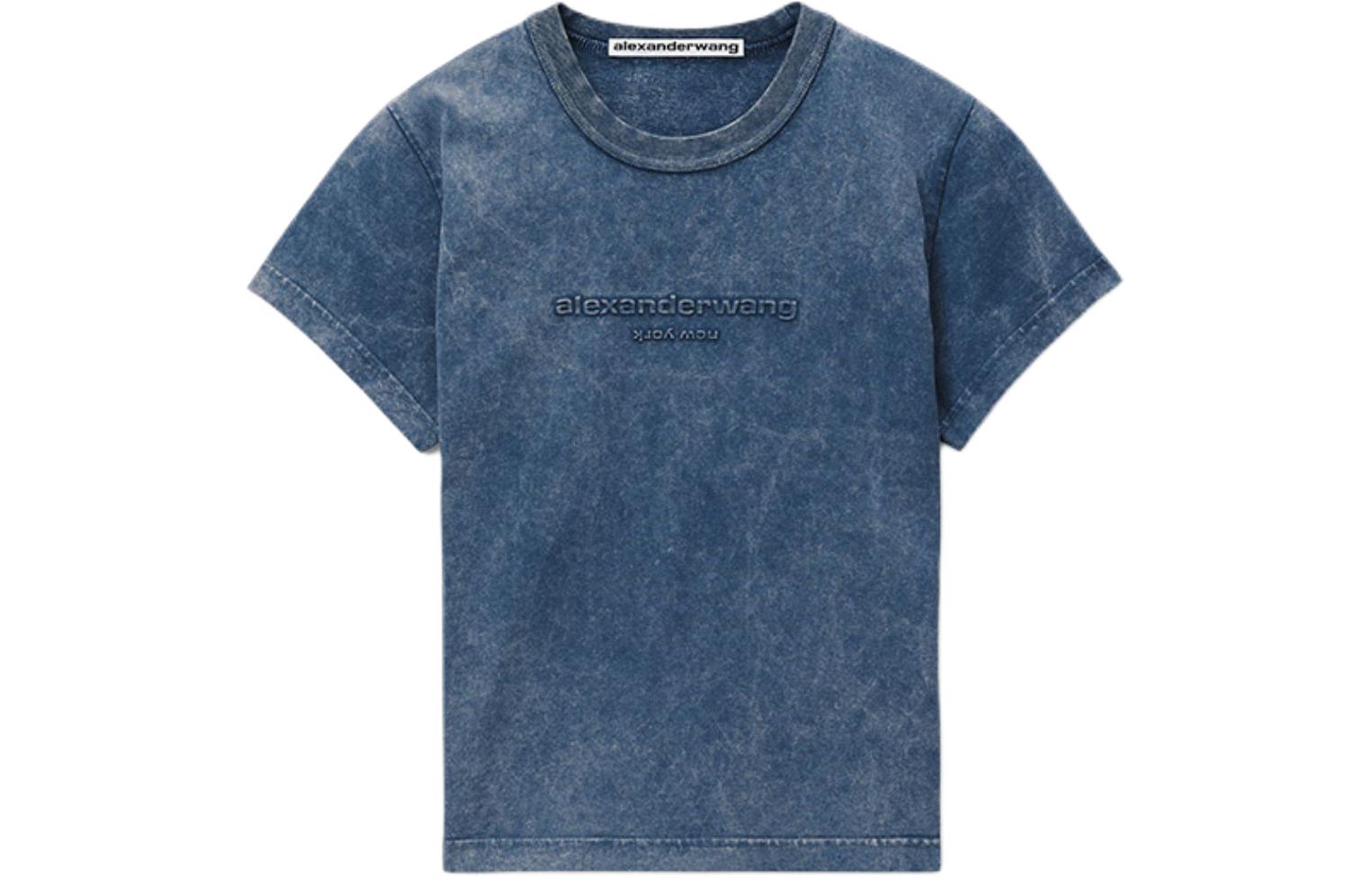 (Women) Alexander Wang  Embossed Logo Short-Sleeve T-Shirt Bright Blue SS24. 1CC12418764-78A