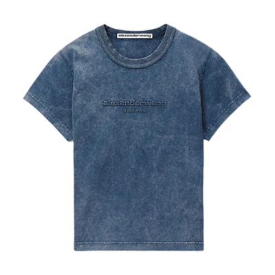 (Women) Alexander Wang Embossed Logo Short-Sleeve T-Shirt Bright Blue SS24. 1CC12418764-78A