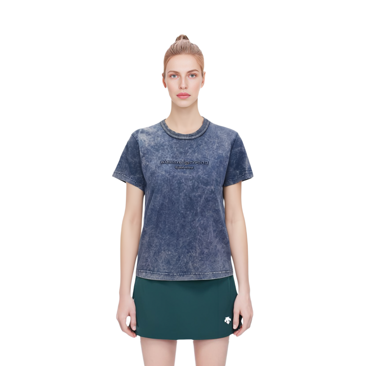 (Women) Alexander Wang  Embossed Logo Short-Sleeve T-Shirt Bright Blue SS24. 1CC12418764-78A 圖 3