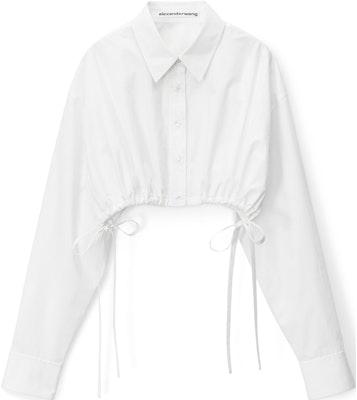 (Women) Alexander Wang Fitted Cropped Button-Up Long Sleeve Shirt White 4WC3231400-100 Buy (Women) Alexander Wang Fitted Cropped Button-Up Long Sleeve Shirt White 4WC3231400-100