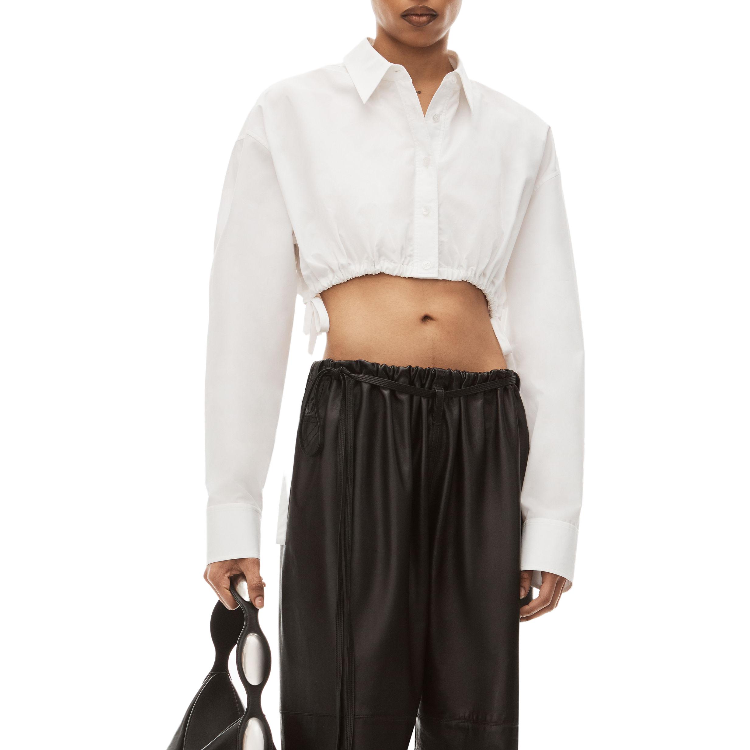 Lookbook (W) アレキサンダー ワン フィット クロップド ボタンアップ ロングスリーブ シャツ ホワイト 4WC3231400-100