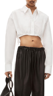 (Women) Alexander Wang Fitted Cropped Button-Up Long Sleeve Shirt White 4WC3231400-100 Lookbook (Women) Alexander Wang Fitted Cropped Button-Up Long Sleeve Shirt White 4WC3231400-100