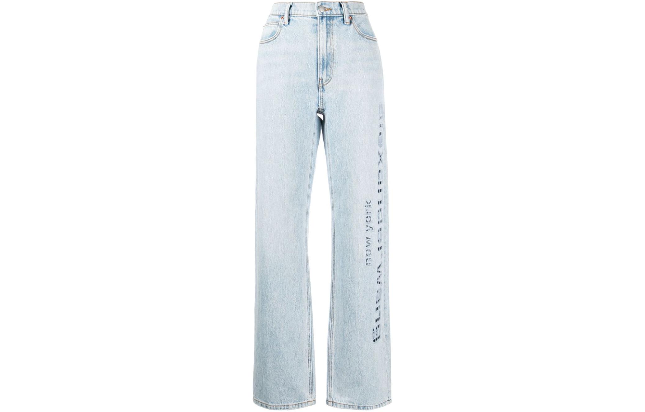 Order (W) Alexander Wang 後標拉鍊直筒喇叭牛仔褲 淺藍色 4DC1244221-453