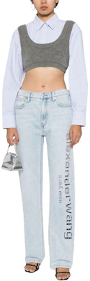 (W) Alexander Wang 後標拉鍊直筒喇叭牛仔褲 淺藍色 4DC1244221-453 Lookbook (W) Alexander Wang 後標拉鍊直筒喇叭牛仔褲 淺藍色 4DC1244221-453