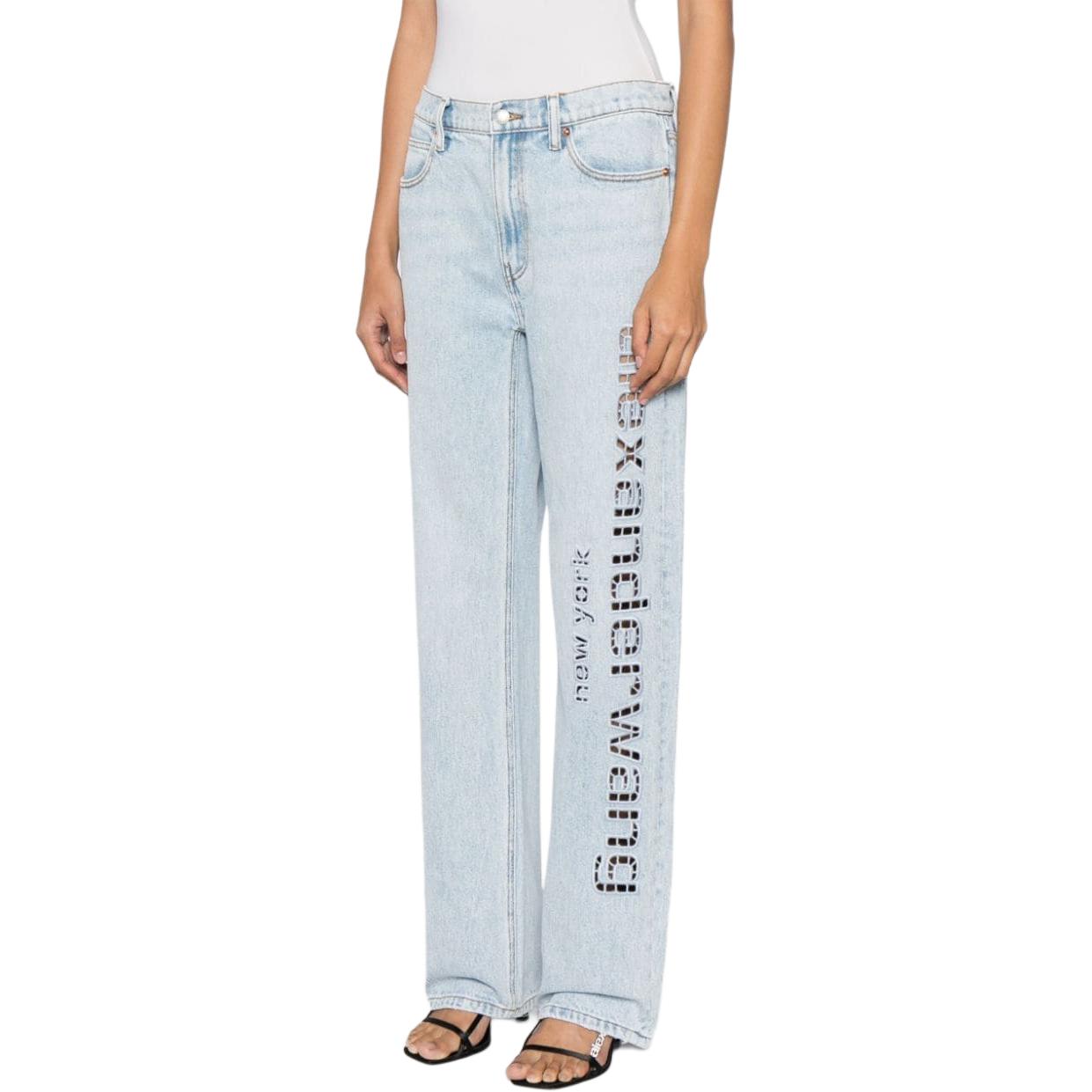 Shop (W) Alexander Wang 後標拉鍊直筒喇叭牛仔褲 淺藍色 4DC1244221-453