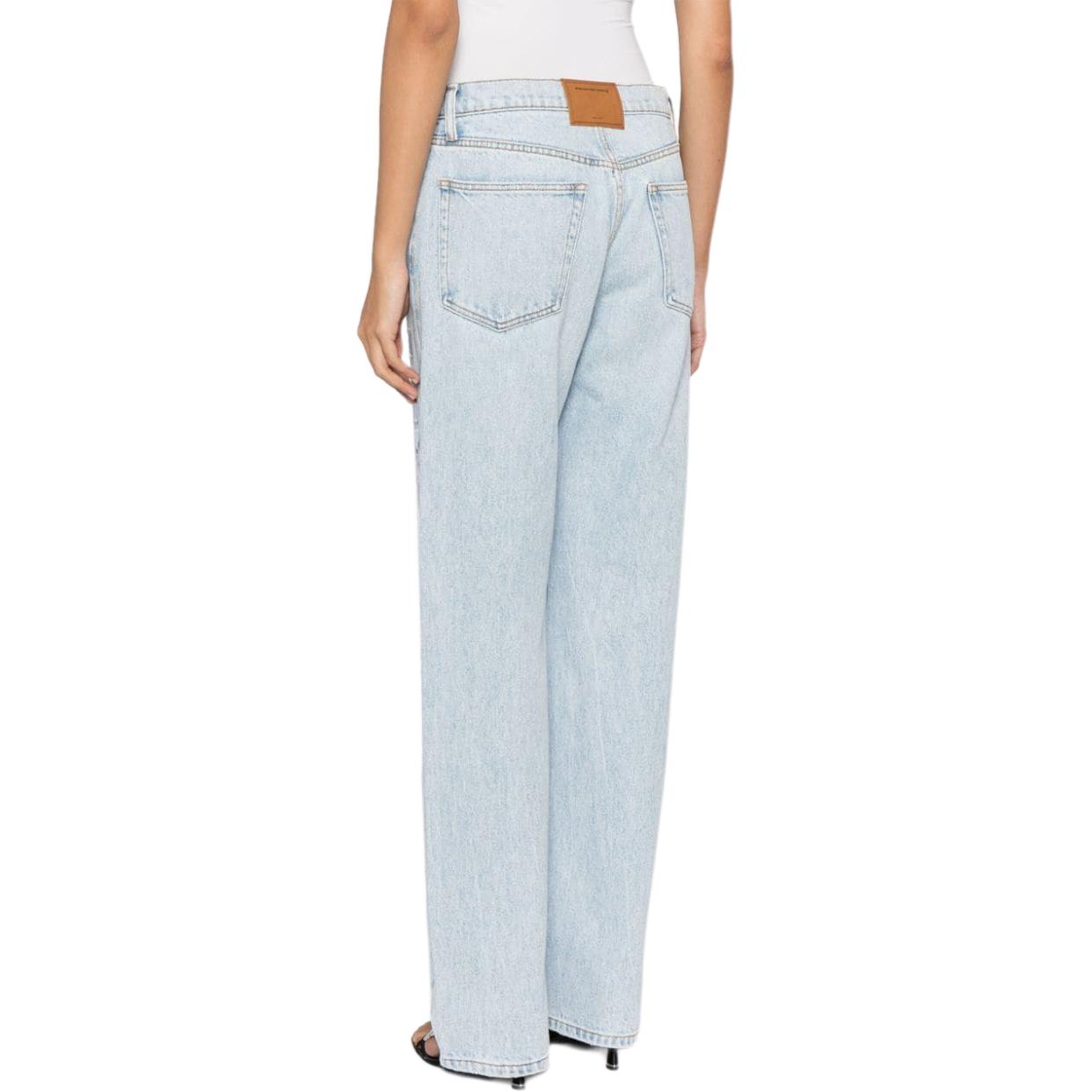 Purchase (W) Alexander Wang 後標拉鍊直筒喇叭牛仔褲 淺藍色 4DC1244221-453