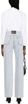 (W) Alexander Wang 藍色條紋徽標喇叭直筒牛仔褲 4DC2244346274 Details for (W) Alexander Wang 藍色條紋徽標喇叭直筒牛仔褲 4DC2244346274