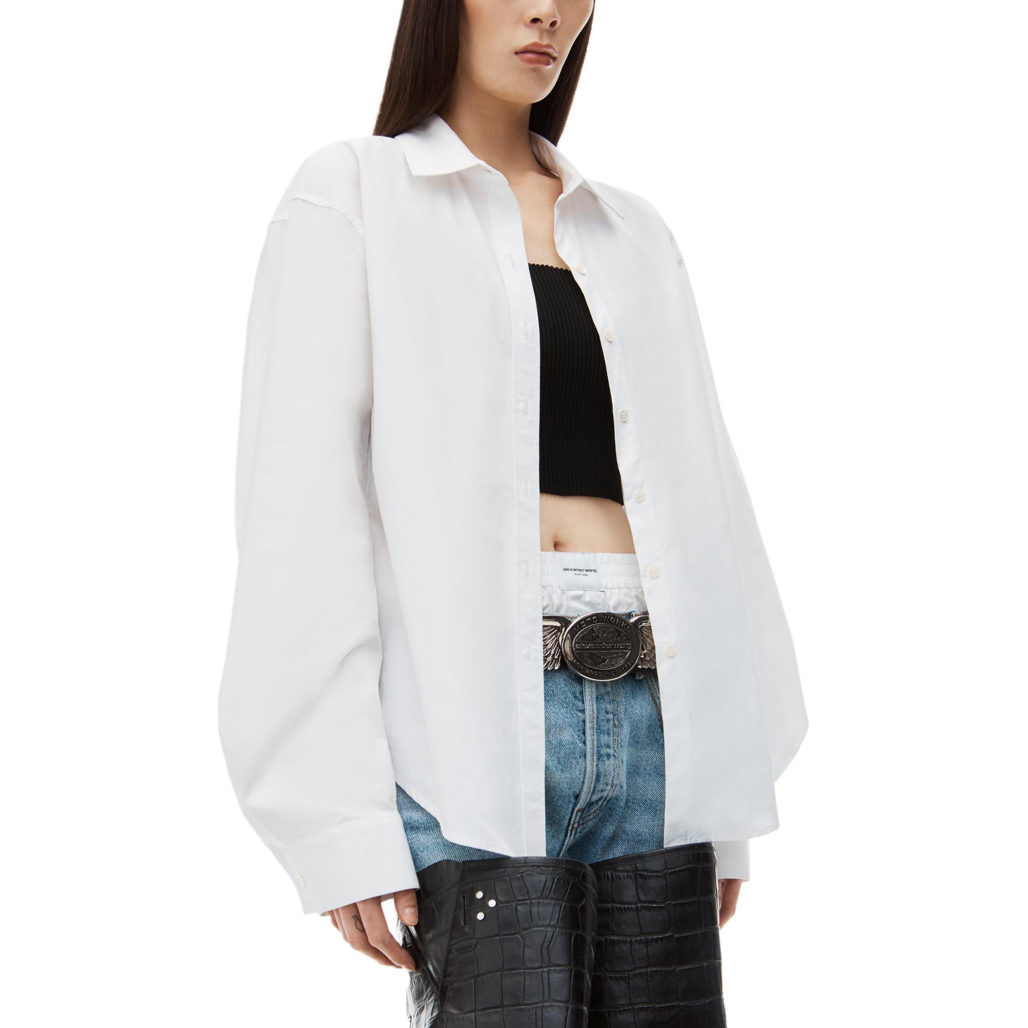 Purchase (Women) Alexander Wang  FW24 White Crop Camisole & Button-Up Shirt Set 1KC3241064965